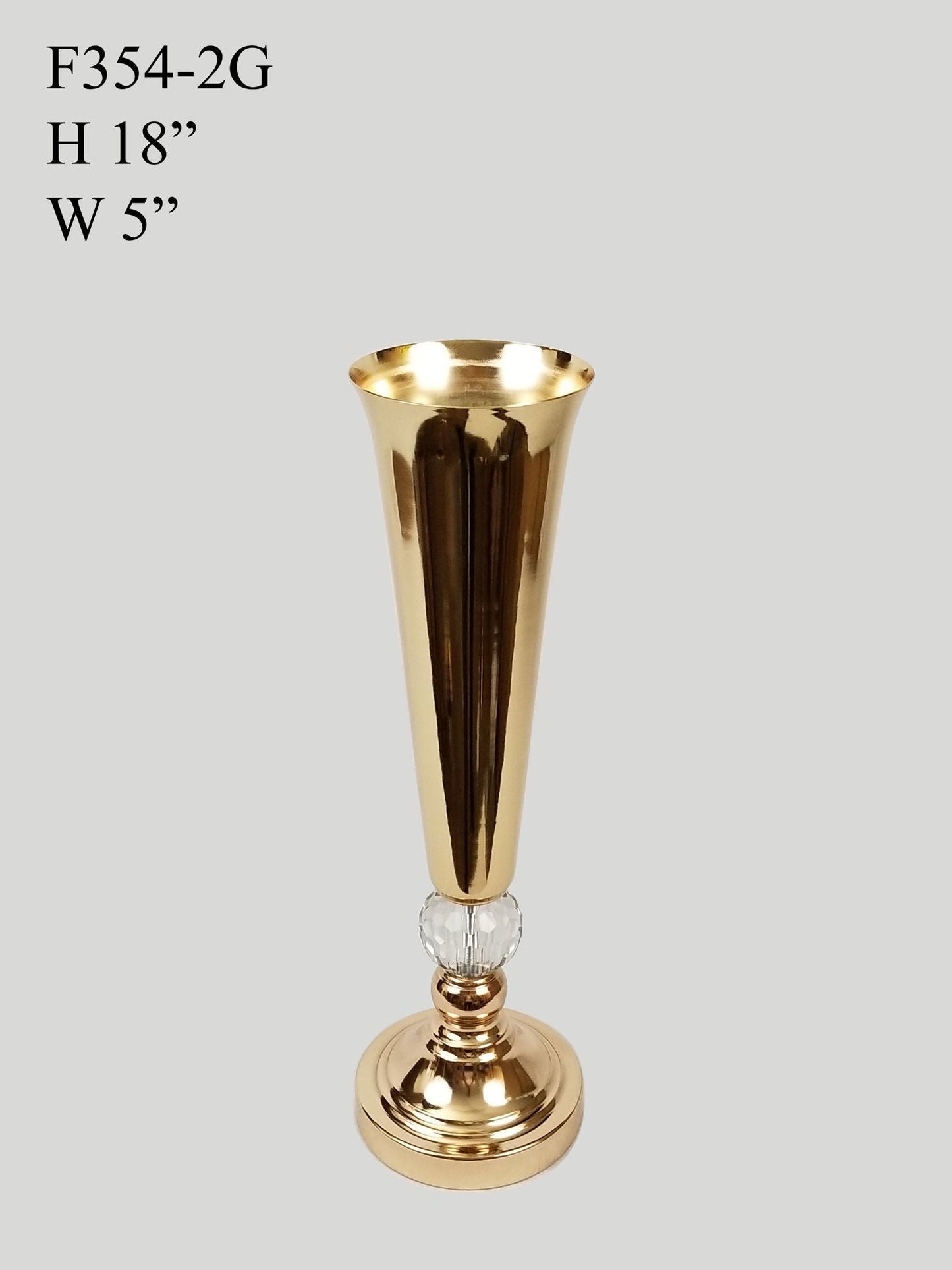F354-2G -Metal Flower Vase With Crystal 18"