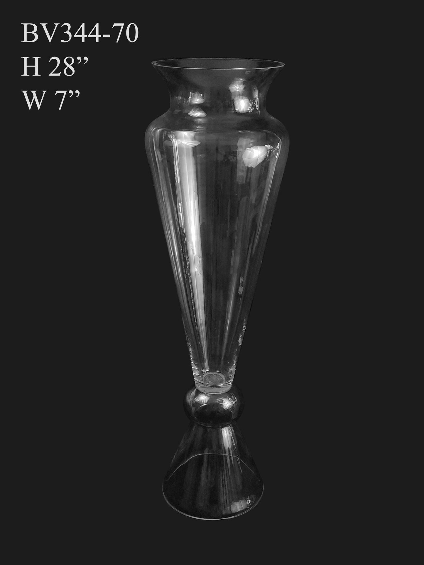 BV344-70 - Clear Unique Flair Trumpet Glass Vase 28"