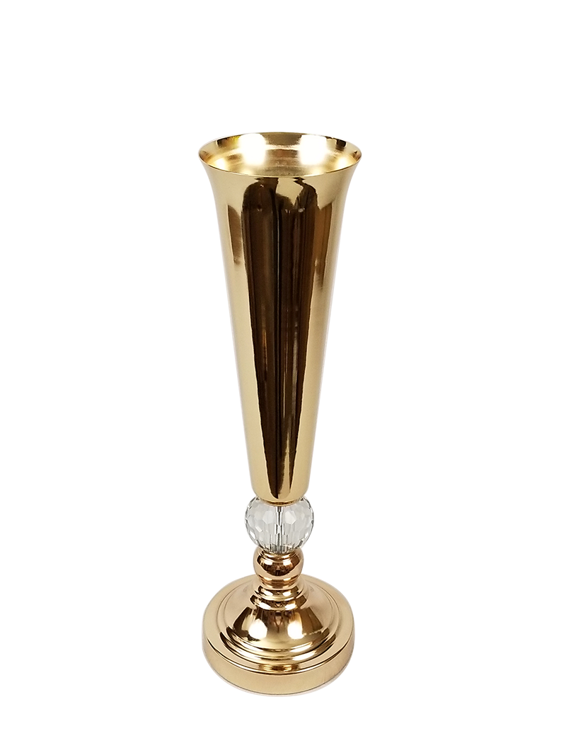 F354-2G -Metal Flower Vase With Crystal 18"