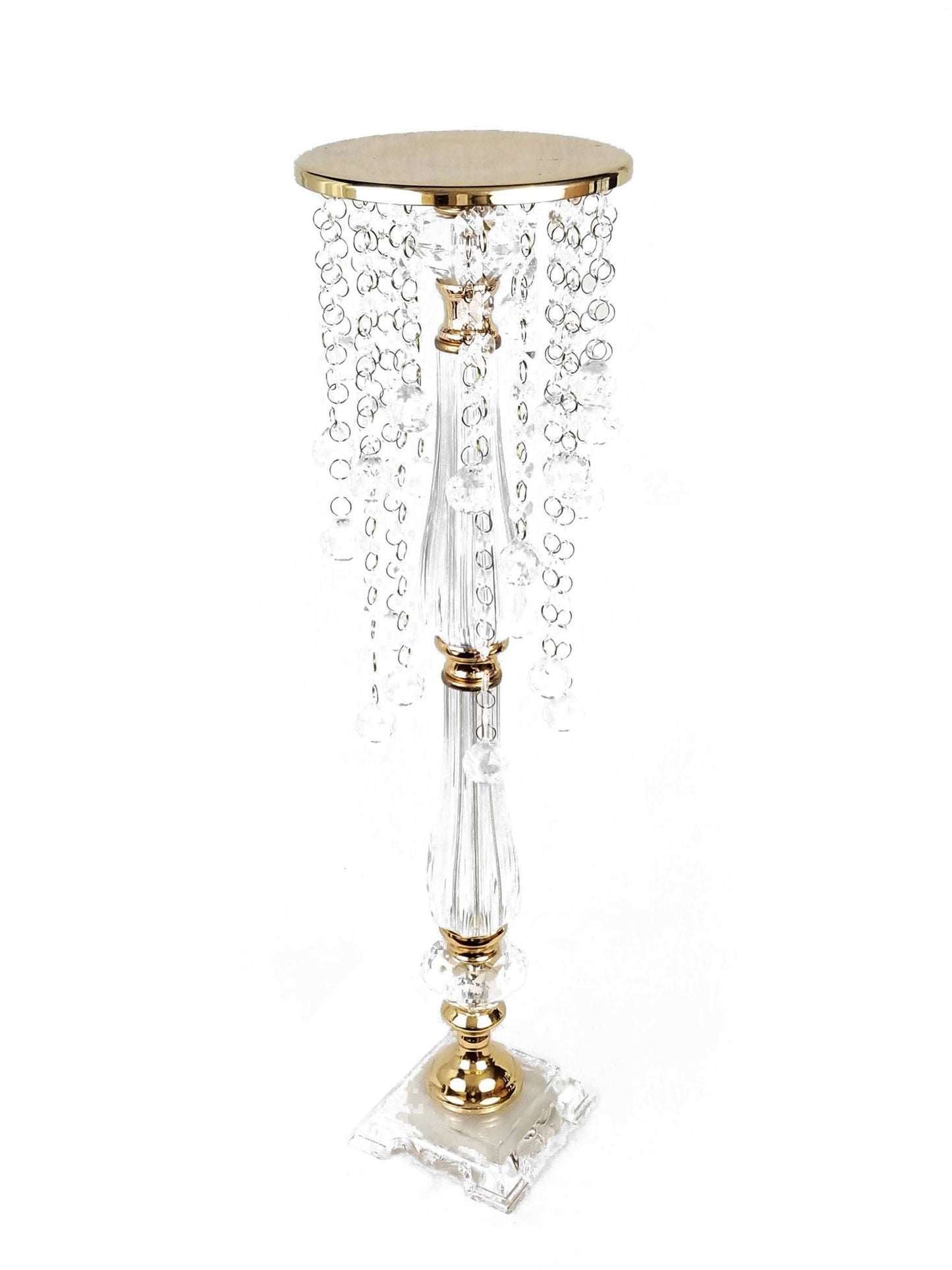 LYH-70 - Acrylic and Metal Flower Stand with Crystal Chain Chandelier 28"