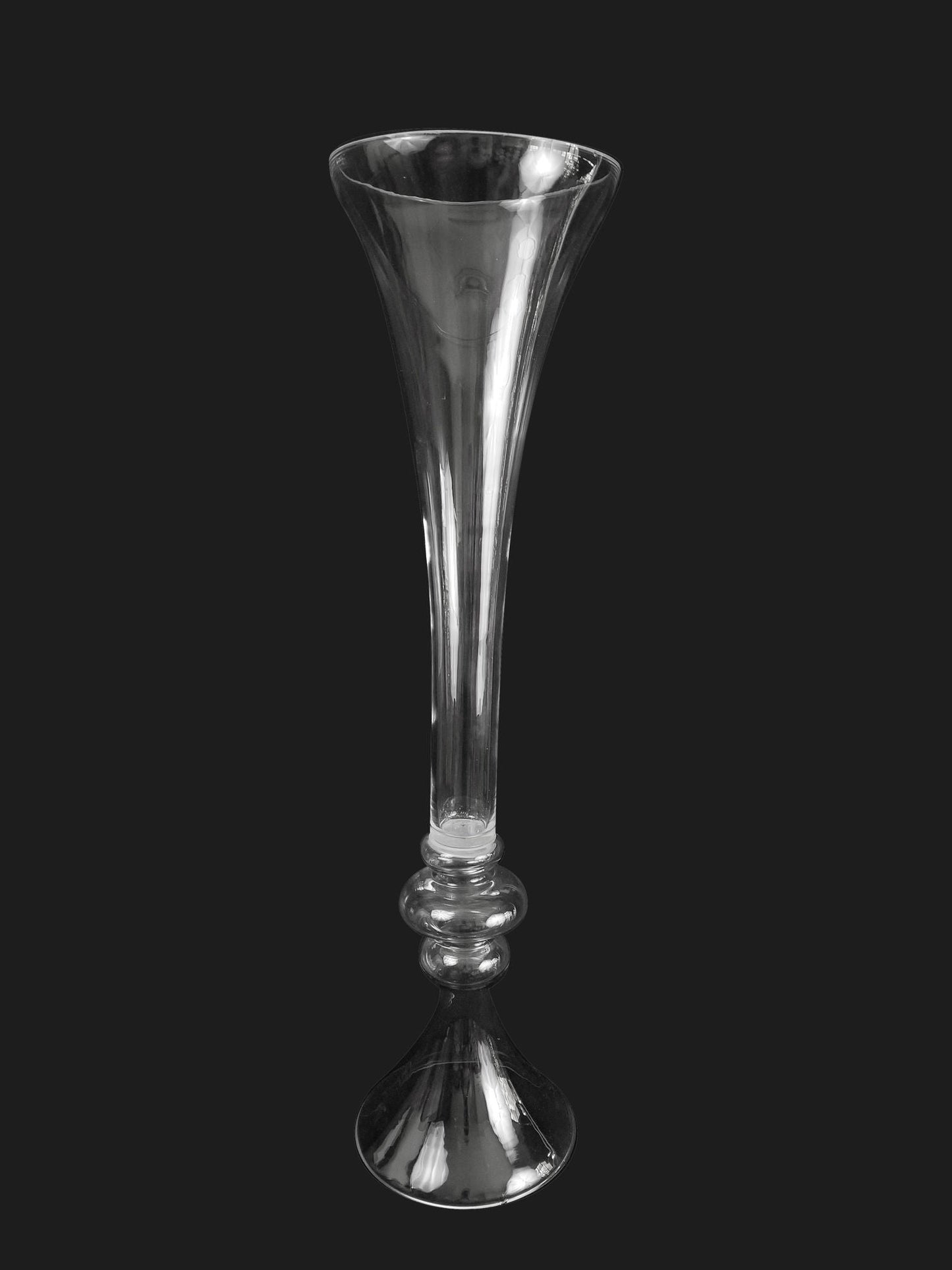 BV311-85- Clear Unique Flair Trumpet Glass Vase 33"