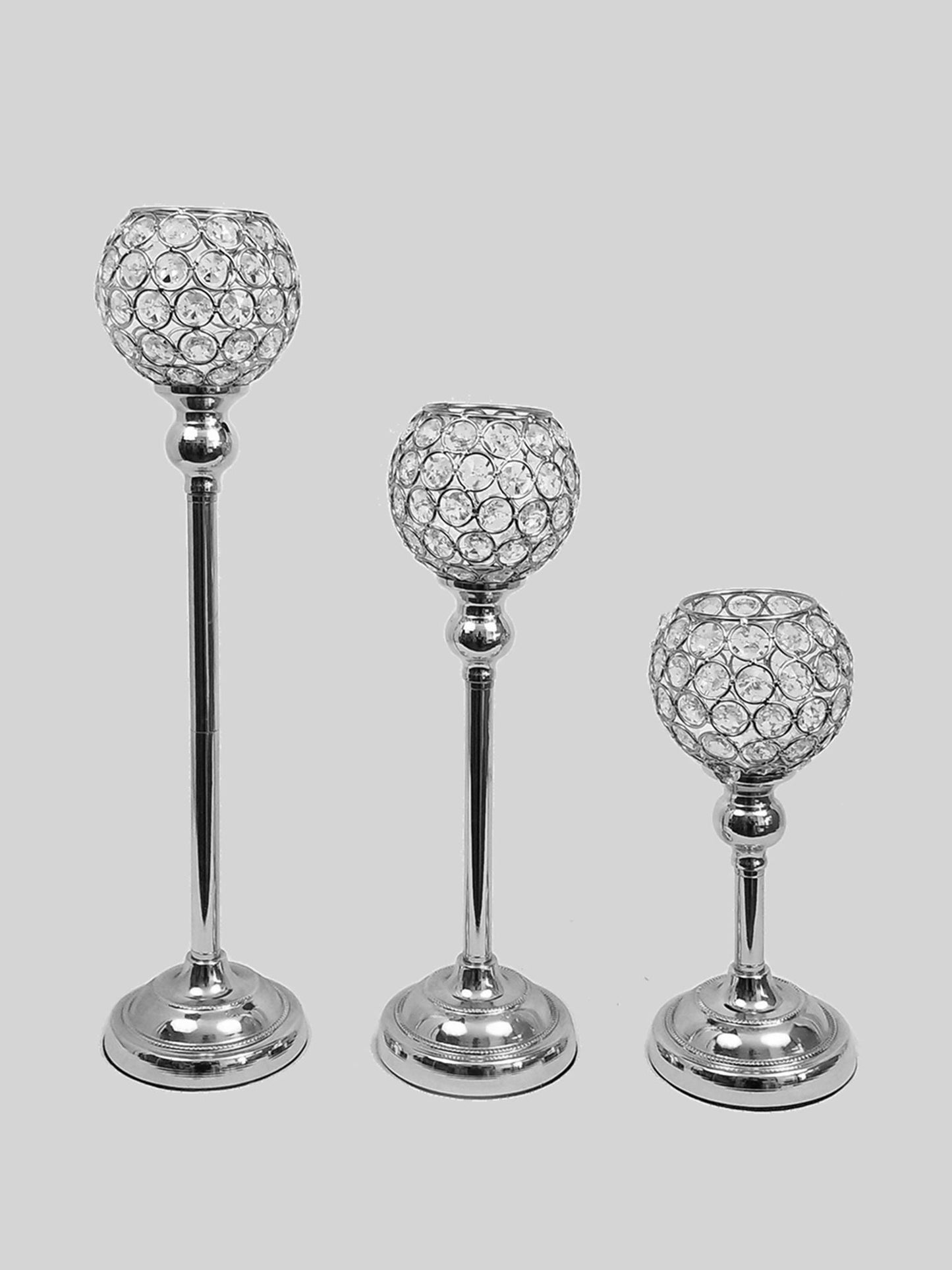 ZB-10-GP - Set of 3 Crystal Goblet Votive Candle Holders