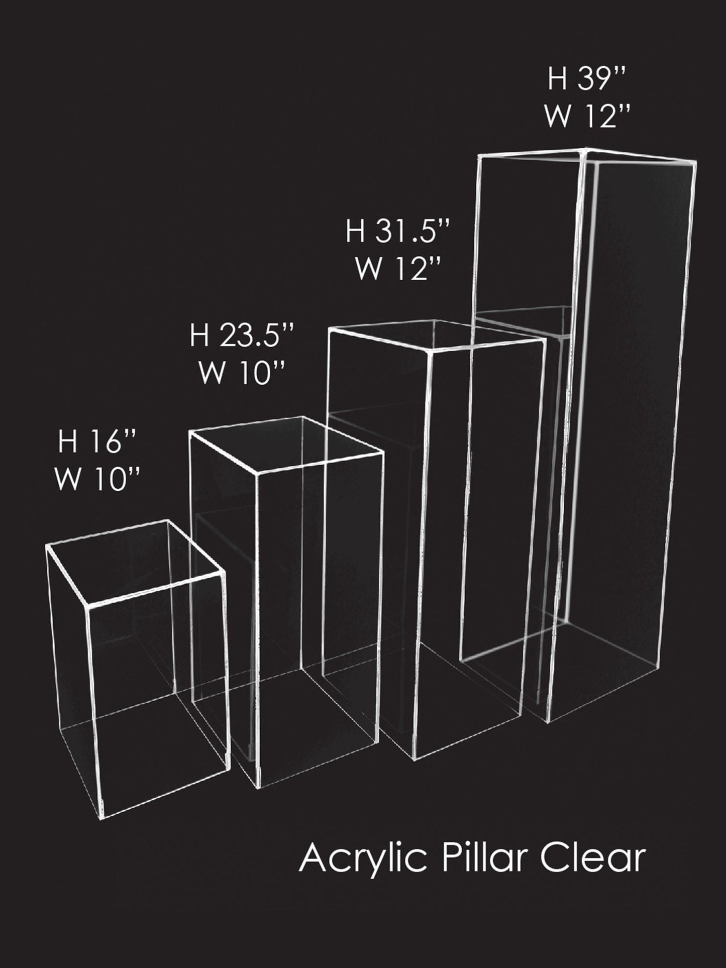 Acrylic Cake Pillar Set of 4 Clear