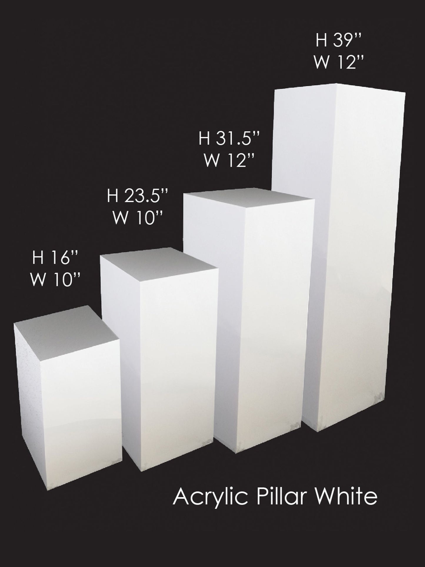 Acrylic Cake Pillar Set of 4 White