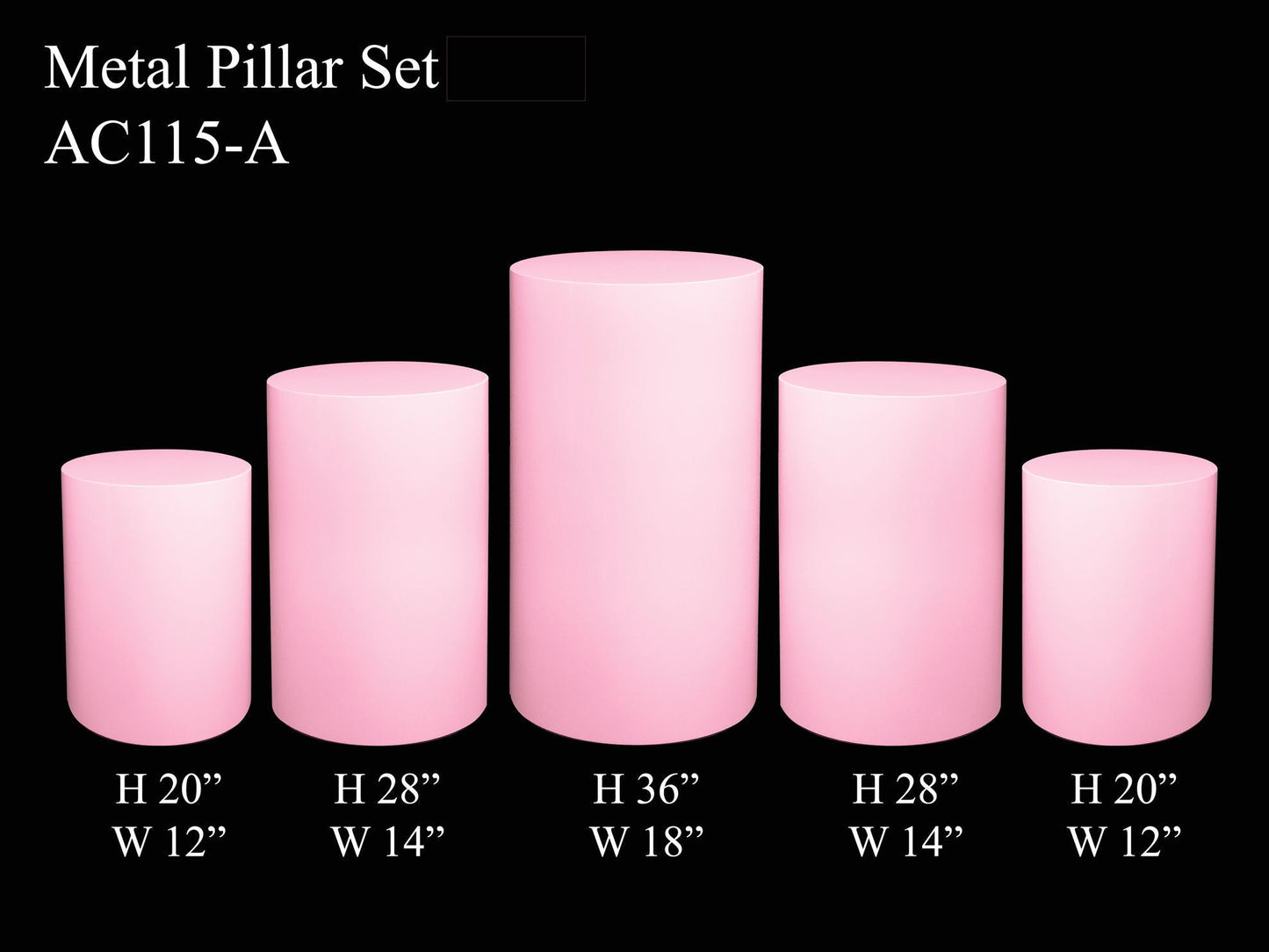 Metal Cake Pillar Round Set of 5 Pink