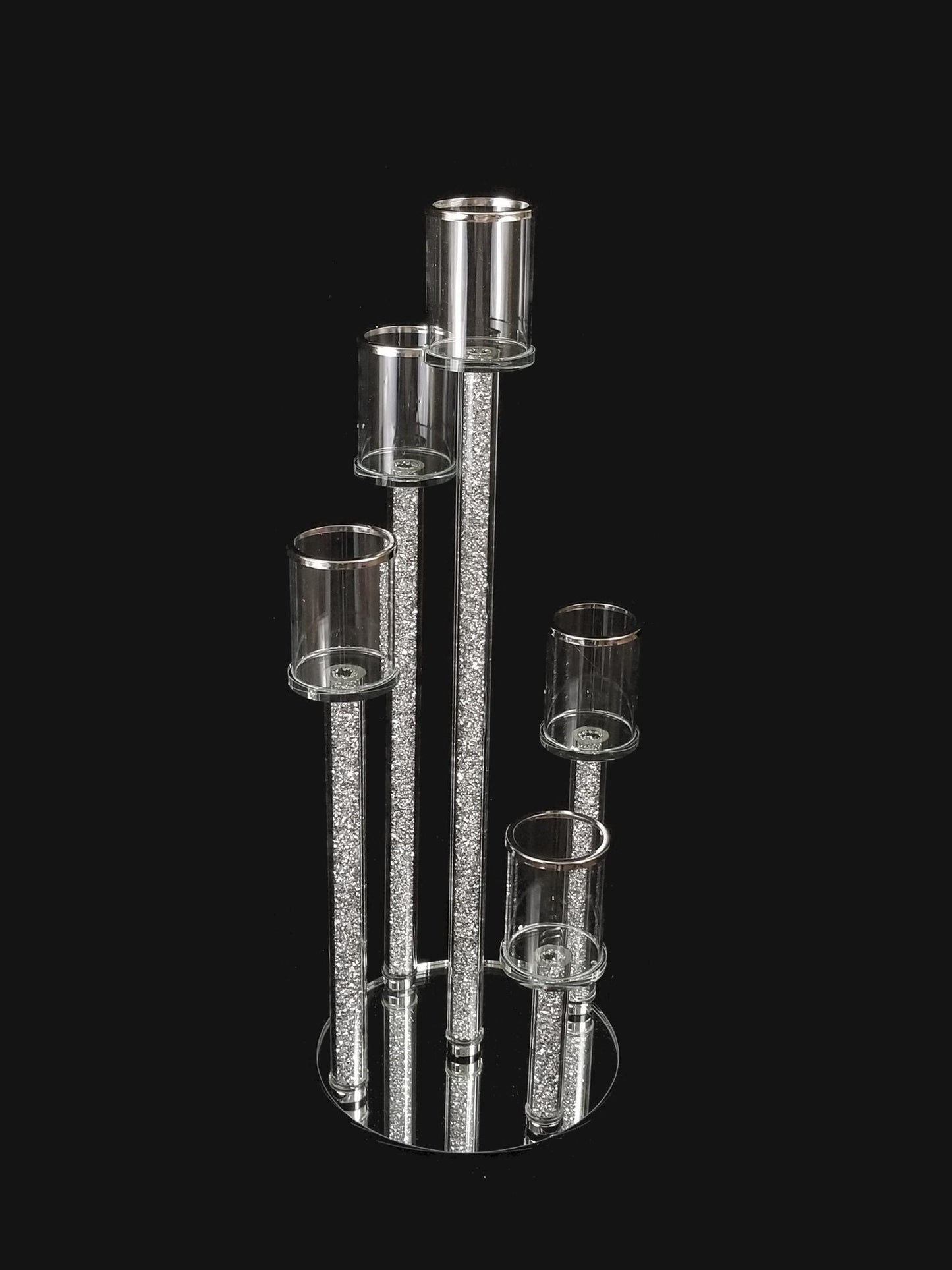 CCH4360 - 5 Head Candlestick Holders with Glitter Detail Wedding Table Centerpiece 25"
