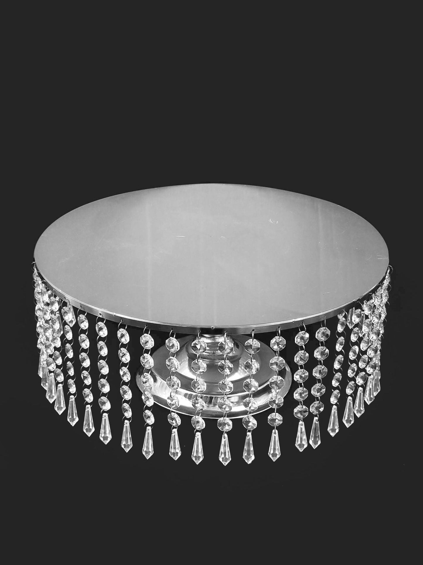 CS040 - 16" Gold Metal Cake Stand with Hanging Crystal