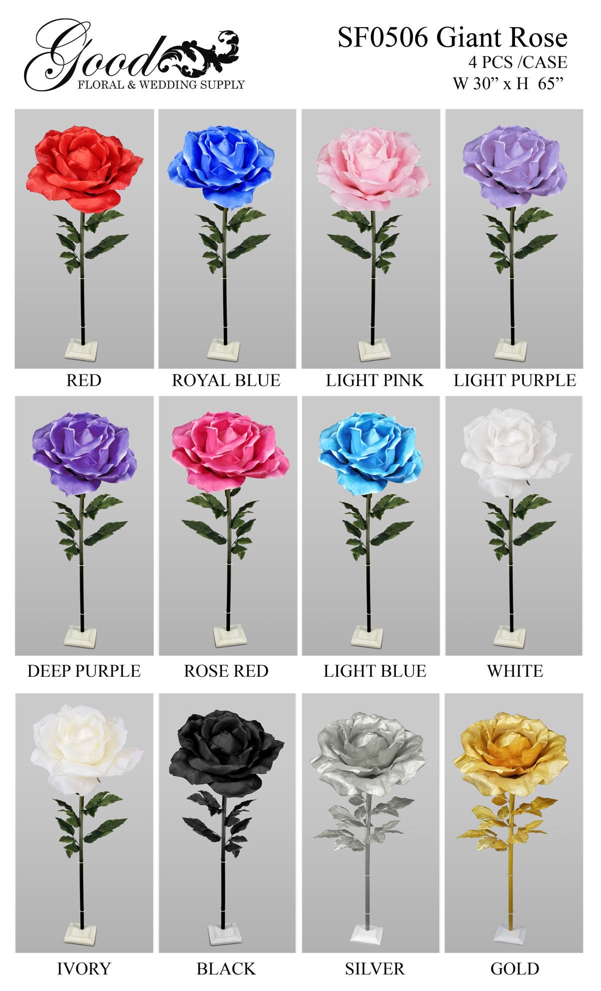 Oversize Rose Decoration 65" tall