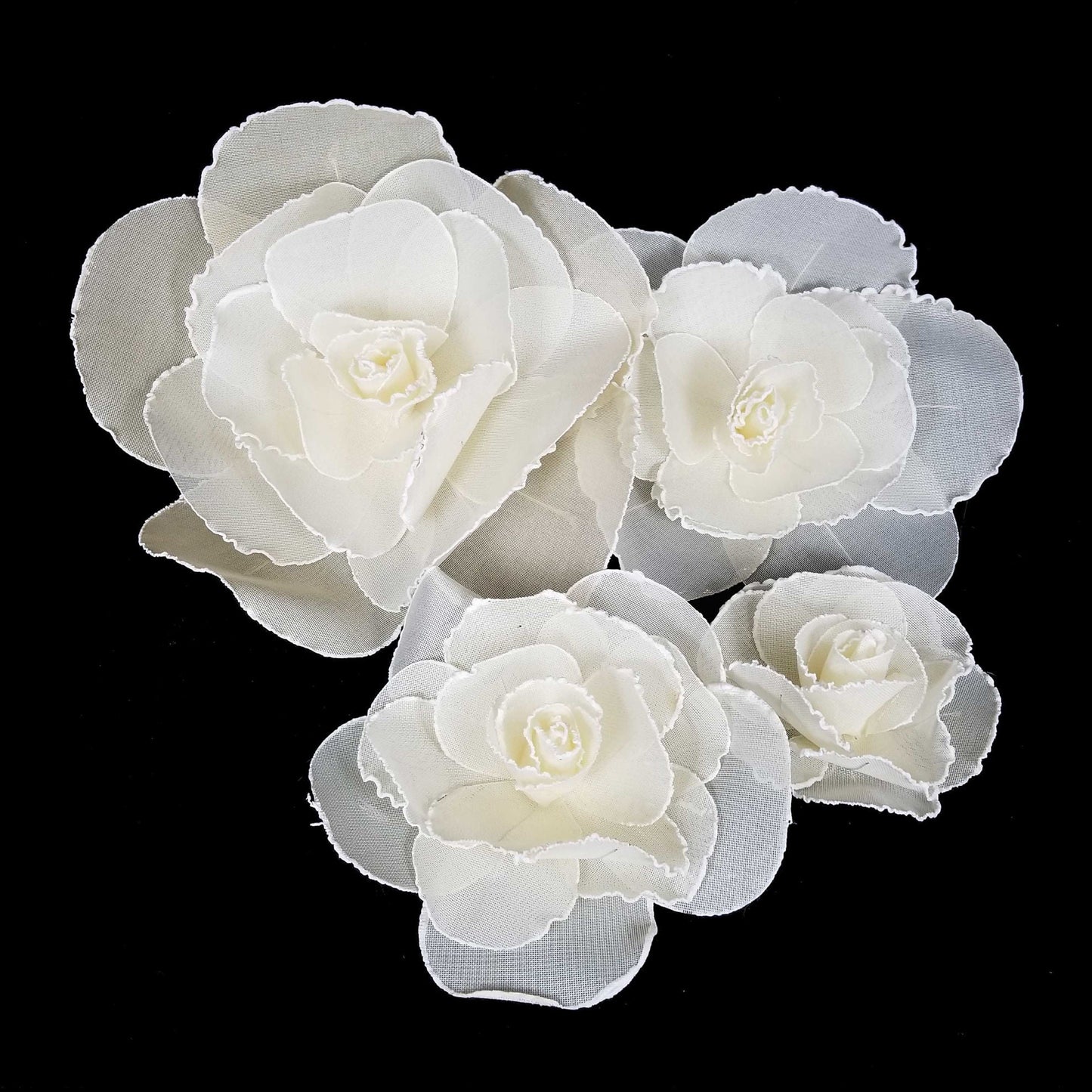 FL0744 - 4Pc Set - 8", 12", 15" & 20" Fabric Mesh Rose Set