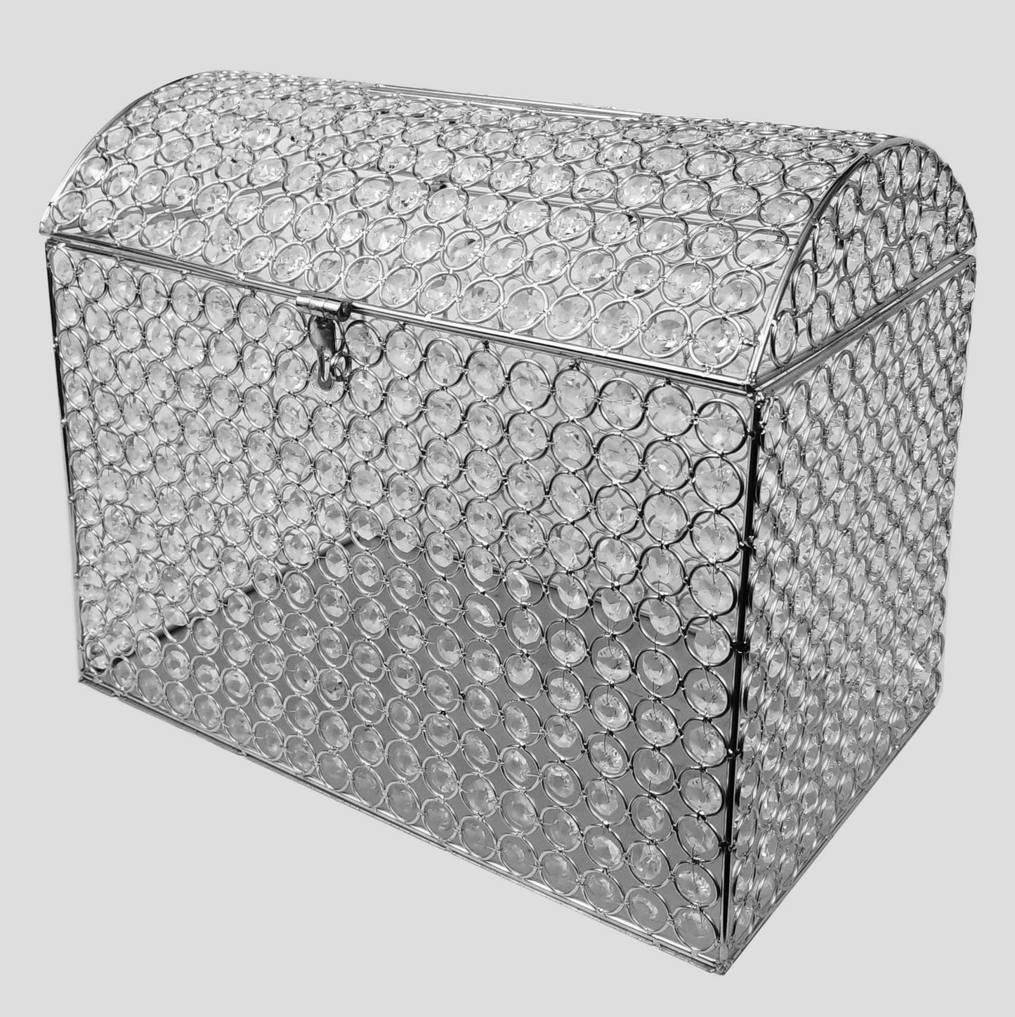 HBX-40 Silver - Real Crystal Beaded Card, Money, Donation Box 13"