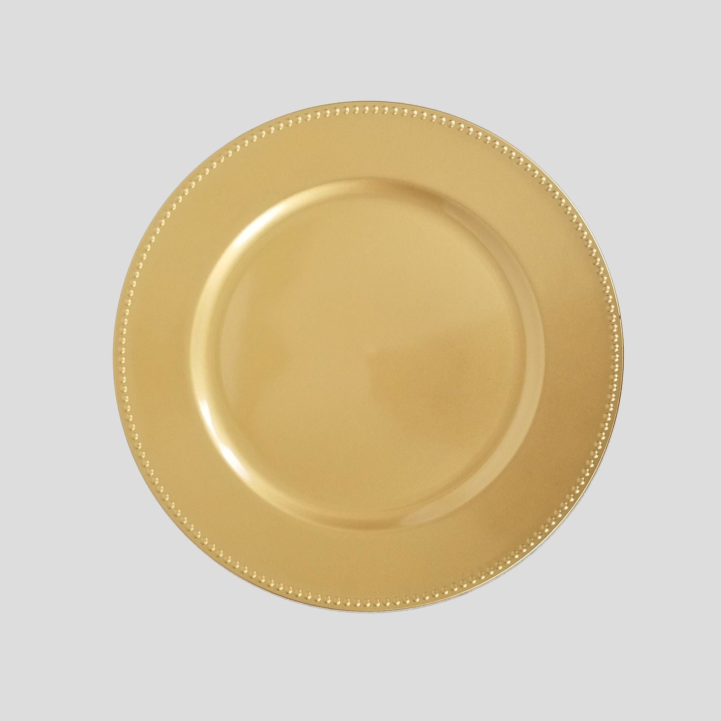 18165L GD - 13" Gold Round Acrylic Beaded Charger Plates