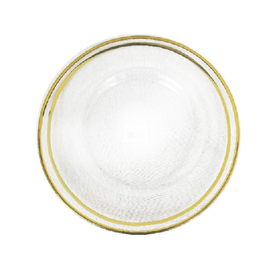 GP5430 GD - 13" Round Gold Double Ring Rimmed Glass Charger Plates