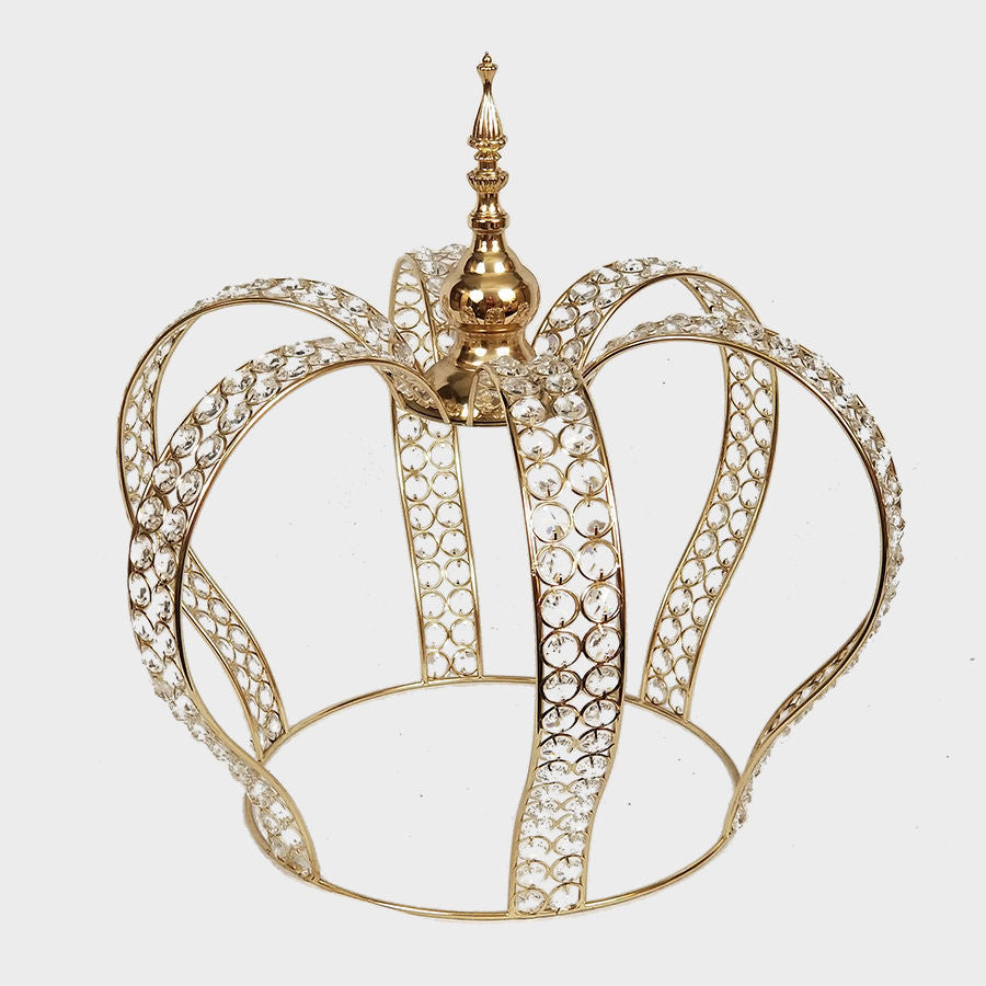 7004 GD - Gold Premium Real Crystal Beaded Crown Large