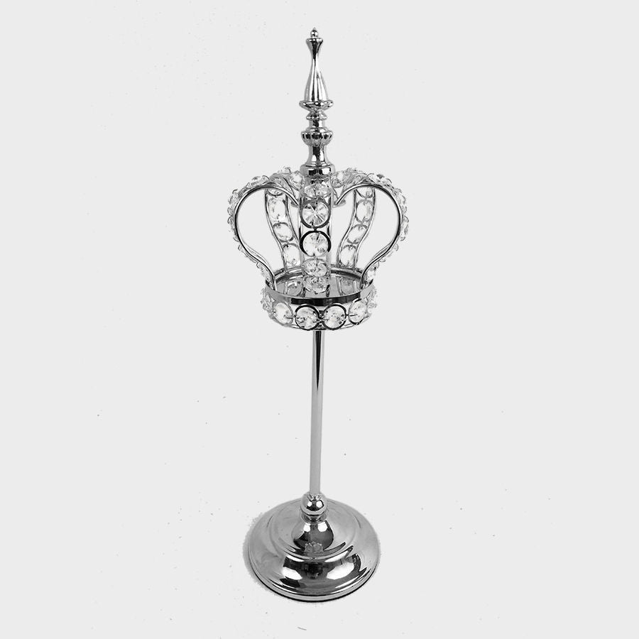 CH5467 SL - 17.5" Silver Crystal Bead Crown with Stand Centerpiece
