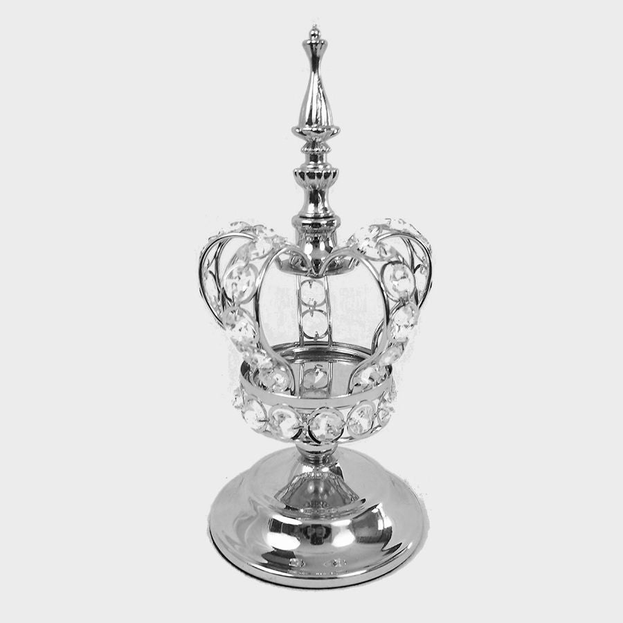 CH5470 SL - 11" Silver Crystal Bead Crown with Stand Centerpiece