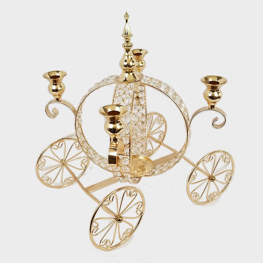 CH5448 GD - 17" Gold Crown Metal Carriage with Crystals Centerpiece