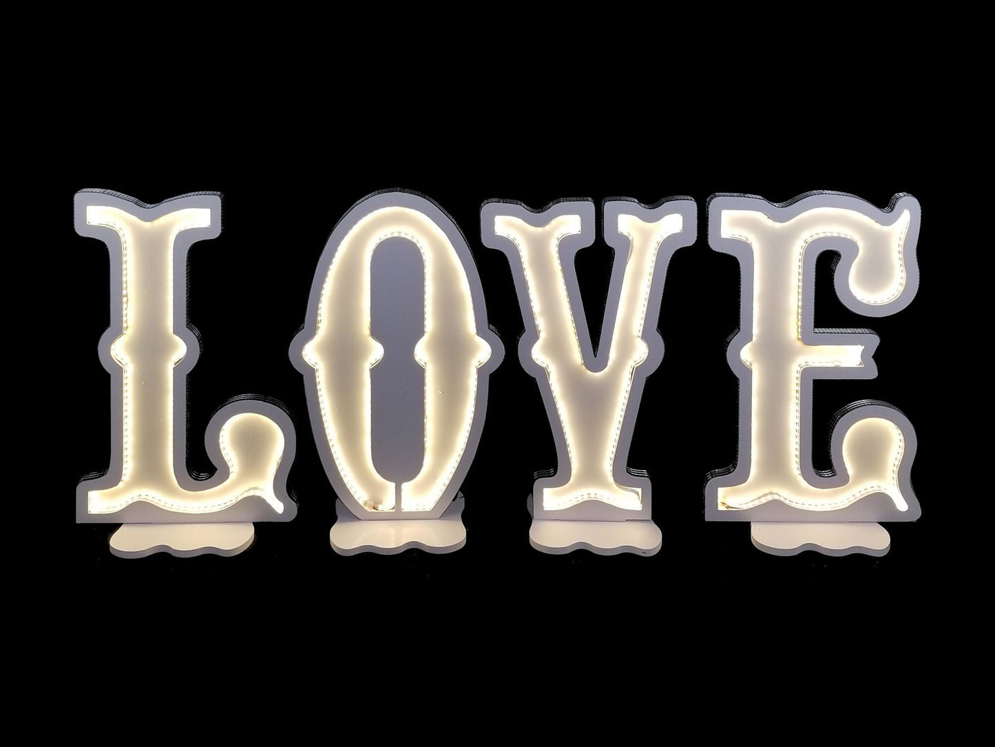 LED 50CM-LOVE White PVC Foam-Board Sign with Mirror sheet edge and LED