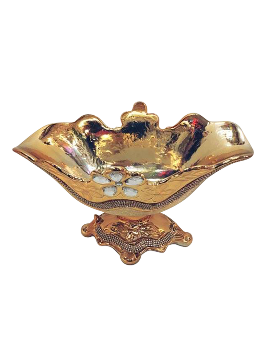 658-1 - Gold Vase Elegant Ceramic with Crystal Detail Tall 9"