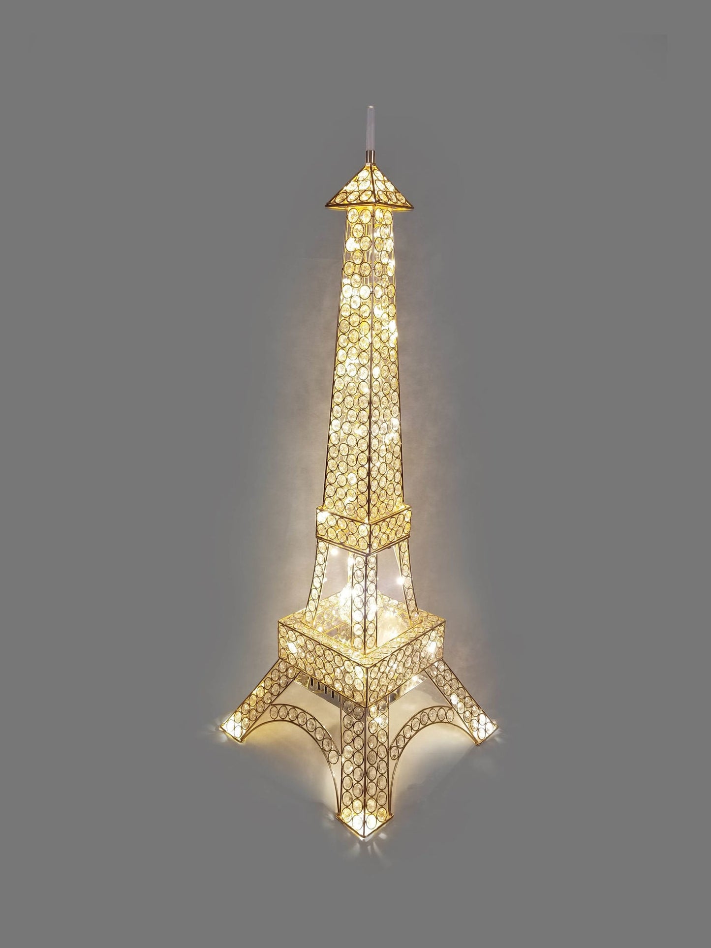 WFT-2099-GD - Gold Crystal Beaded Eiffel Tower Centerpiece, Floor Decor 38"