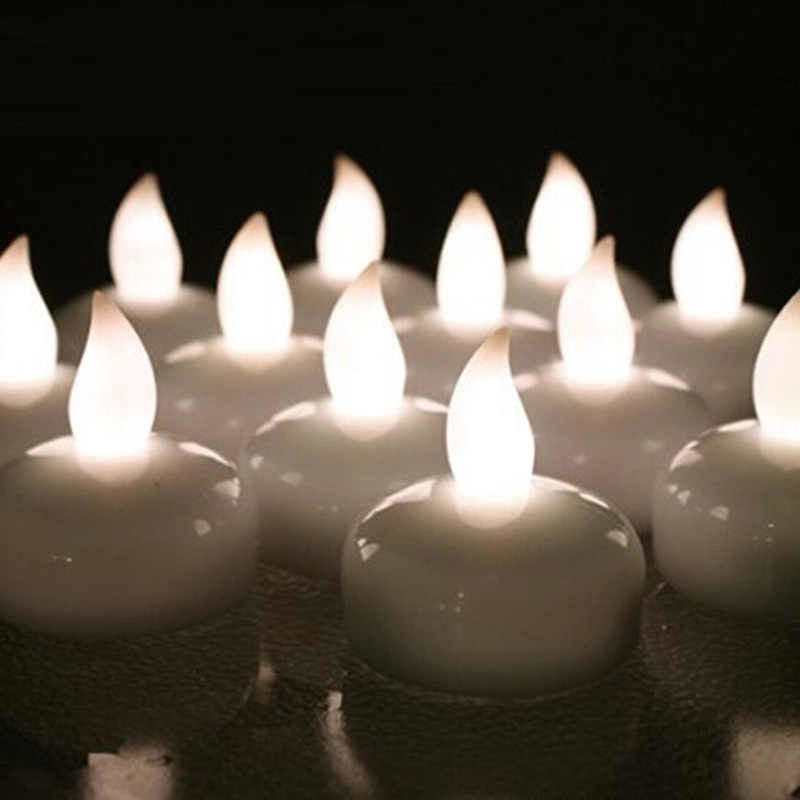 LED0095 White - 12pcs Floating Candle Led Tea Light Flameless