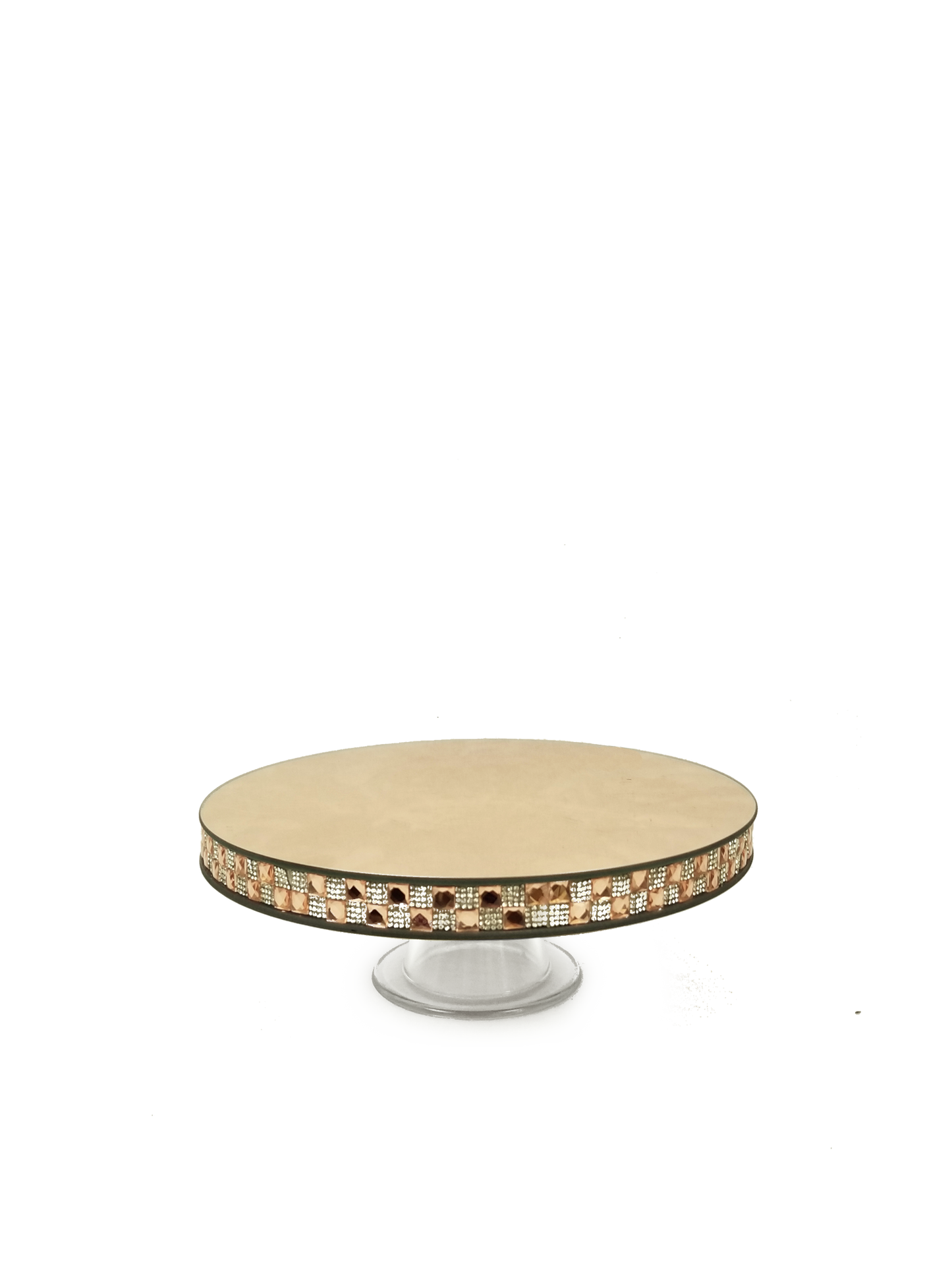 145656 GD - Gold Round Mirror Cake Stand with Base 12"