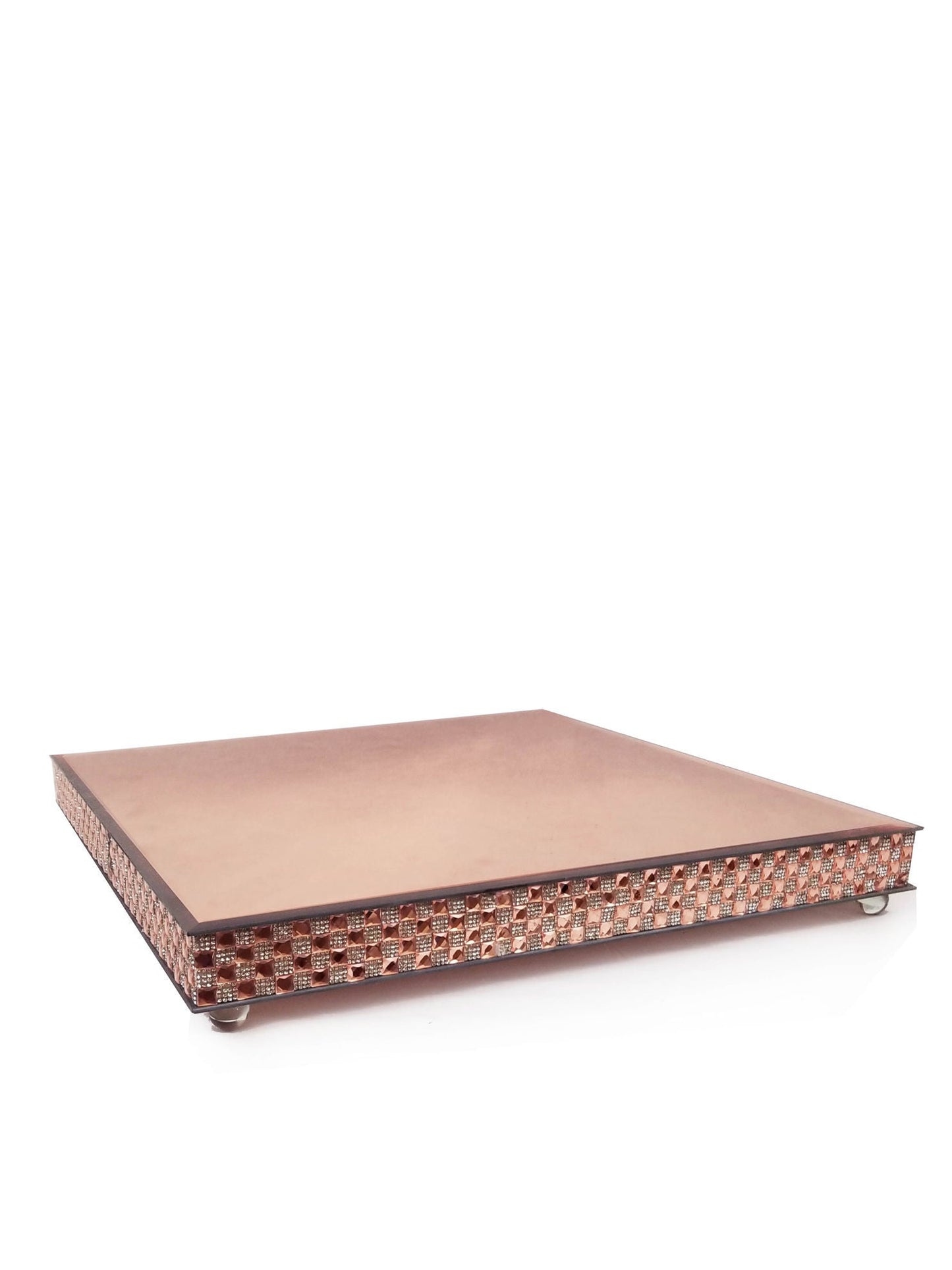 1711204SQ RGD - Rose Gold Square Mirror Cake Stand 20"