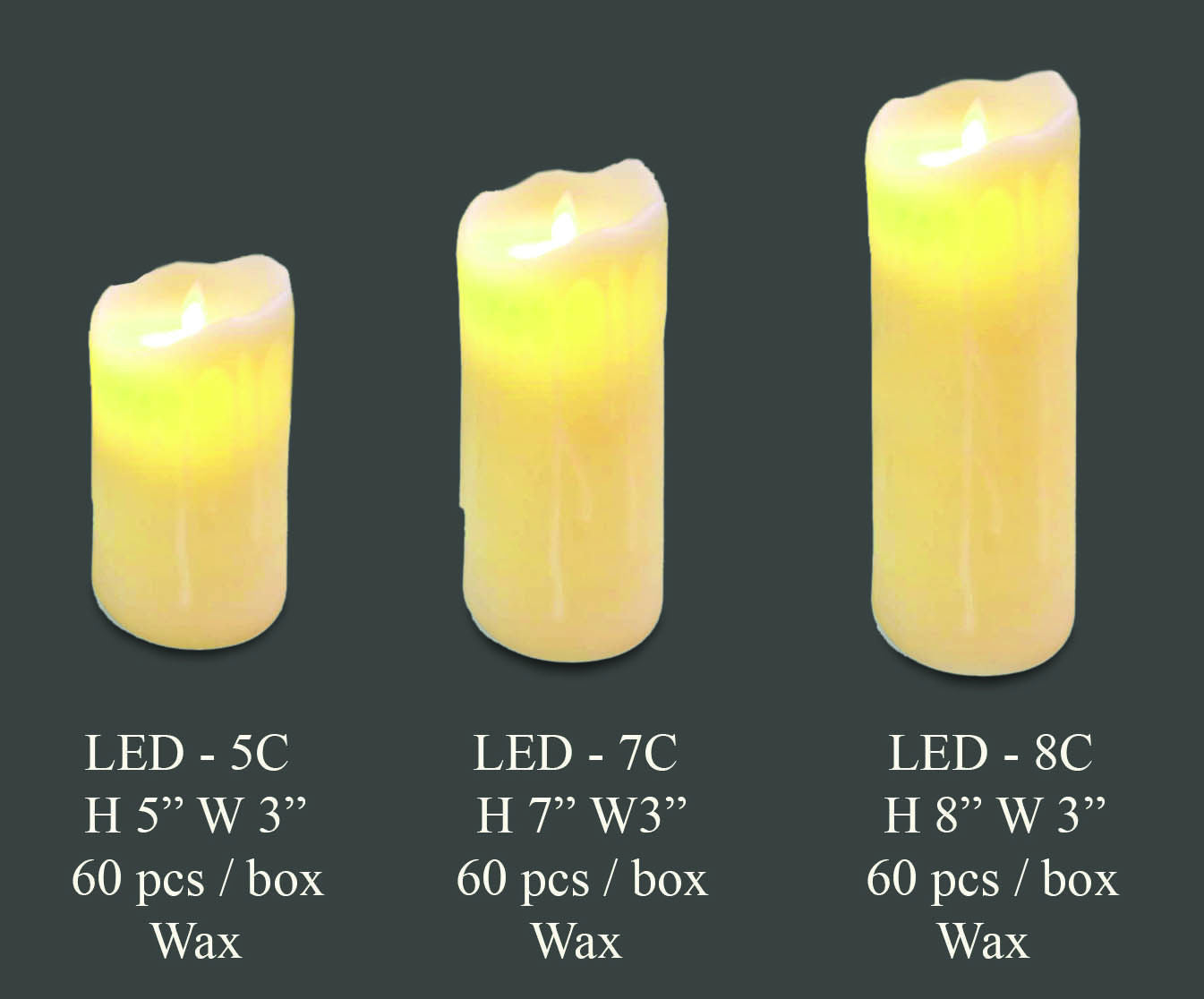 LED 5C - LED Battery Flickering Wick Candle with Real Wax Coating