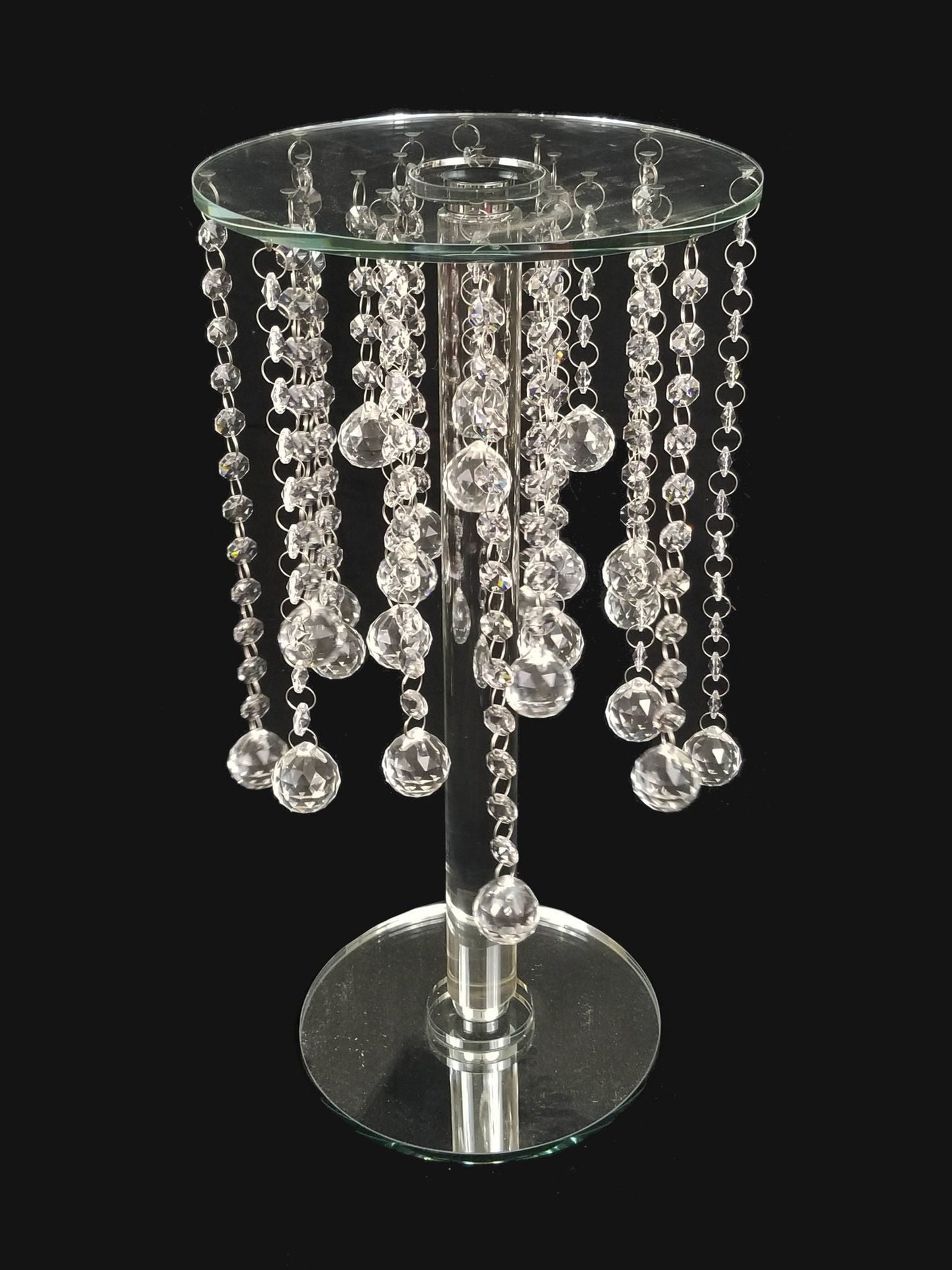 CH6220-M - 19.5" Tall Rounded Crystal Stand with Sphere Hanging Crystal