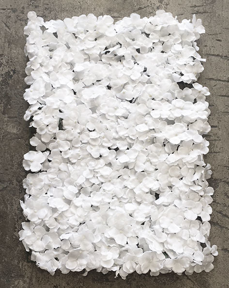 FL4060-2 - White Silk Hydrangea Flower Wall Mat Panel 24"