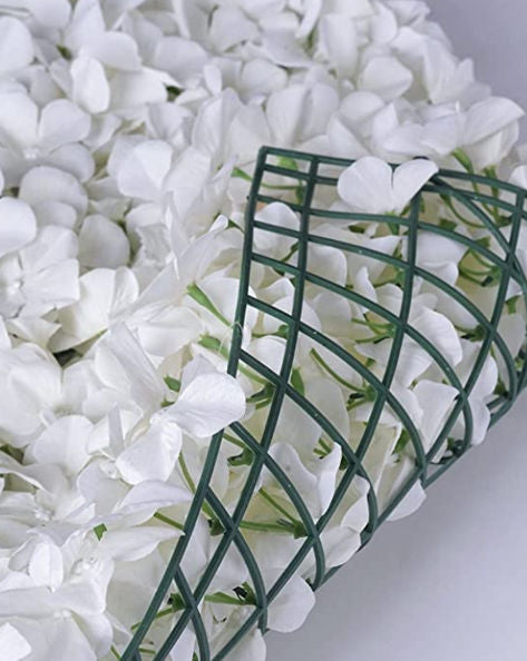 FL4060-2 - White Silk Hydrangea Flower Wall Mat Panel 24"