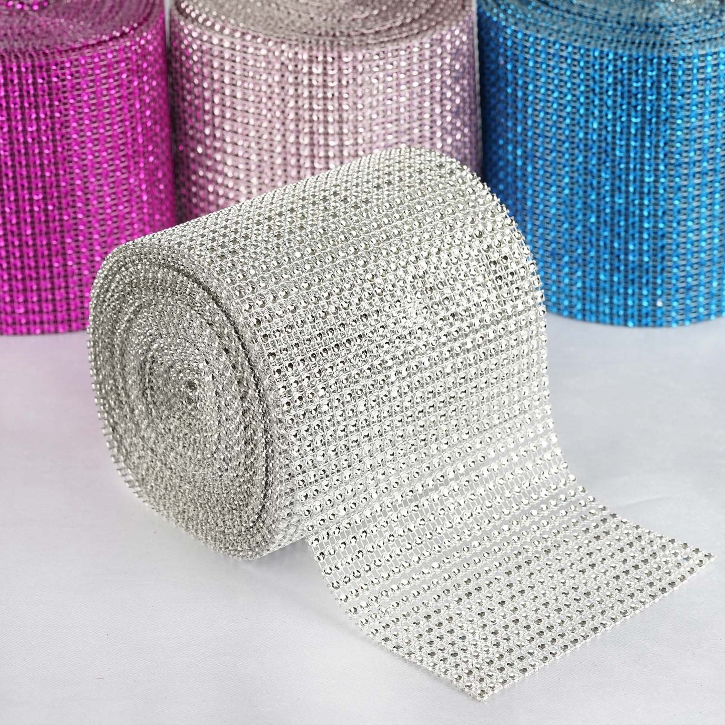 8011 A - 5"x 10 Yards Diamond Rhinestone Ribbon Wrap Roll