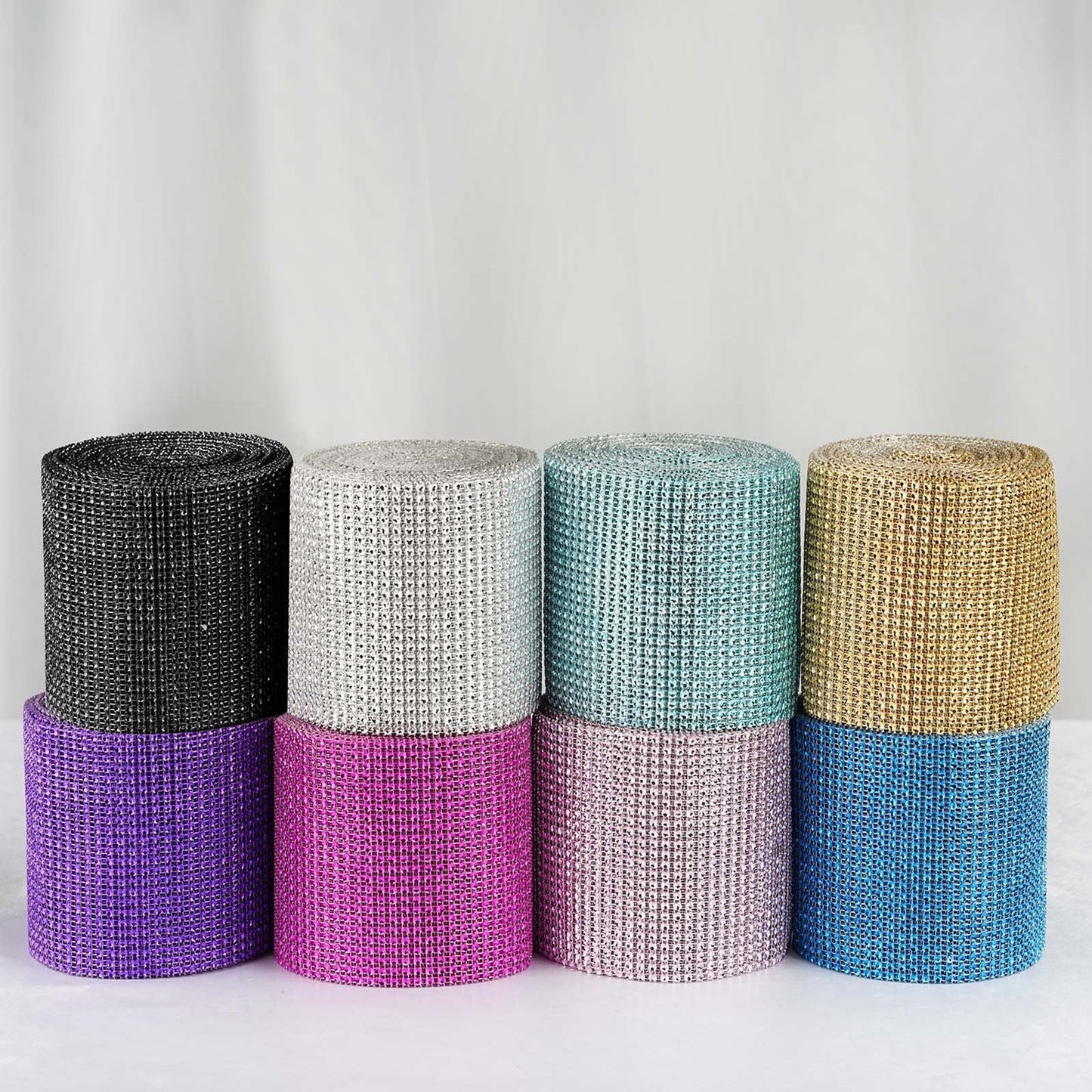 8011 A - 5"x 10 Yards Diamond Rhinestone Ribbon Wrap Roll