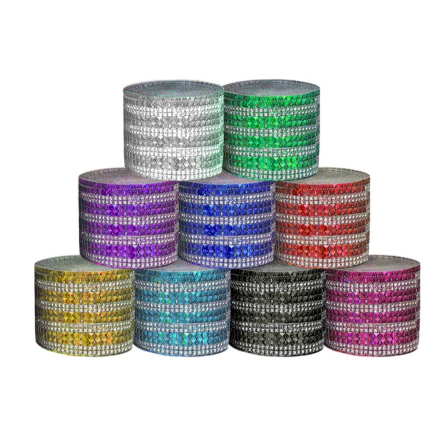 8011 G - 5"X 10 Yards Diamond Rhinestone Ribbon Wrap Roll