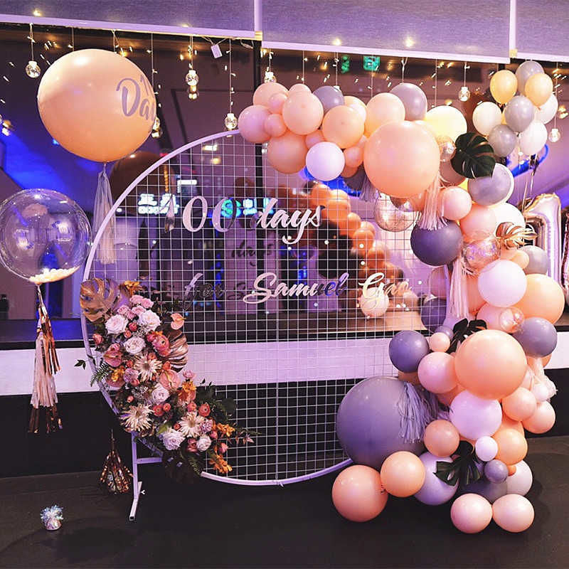 GM02- Gold - 6' White Metal Backdrop Wedding Arch with Mesh