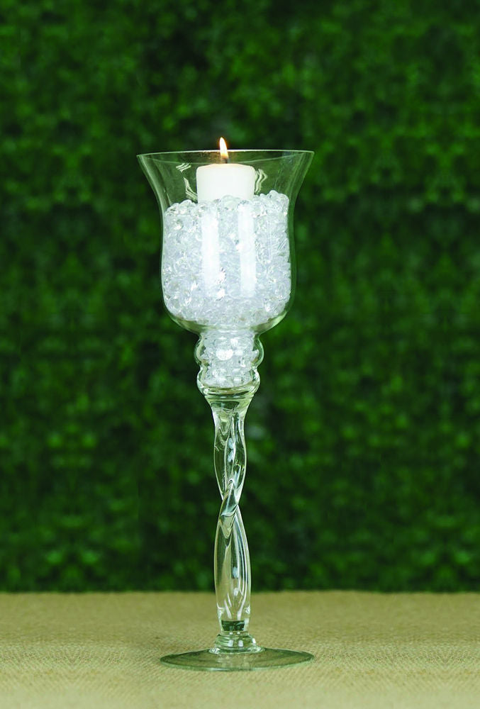 12" Hurricane Long Stem Glass Vase Candle Holder