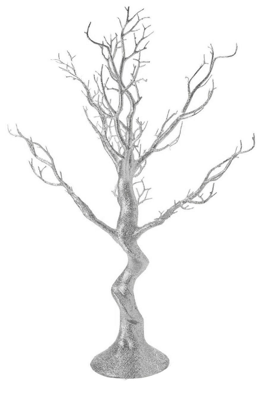 29" Silver Glitter Manzanita Tree Centerpiece