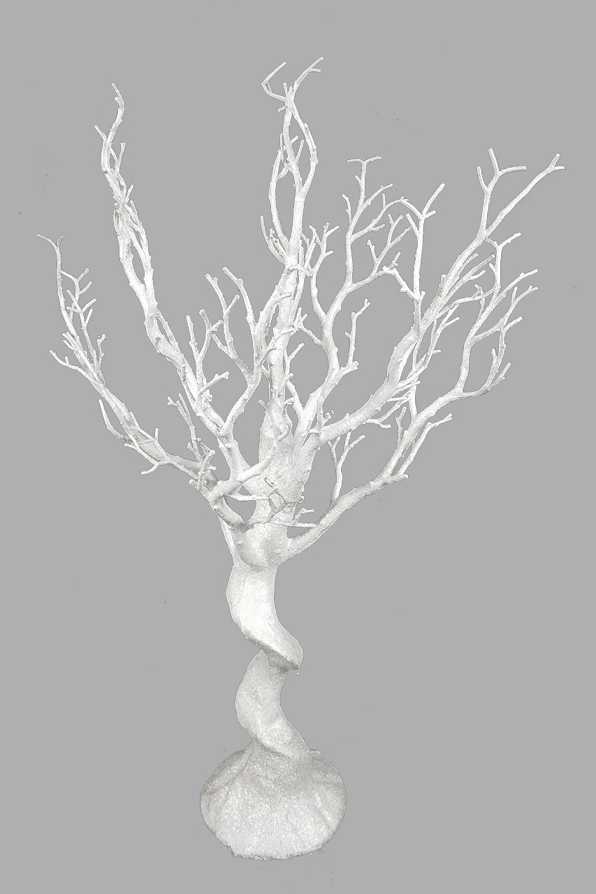 29" White Glitter Manzanita Tree Centerpiece
