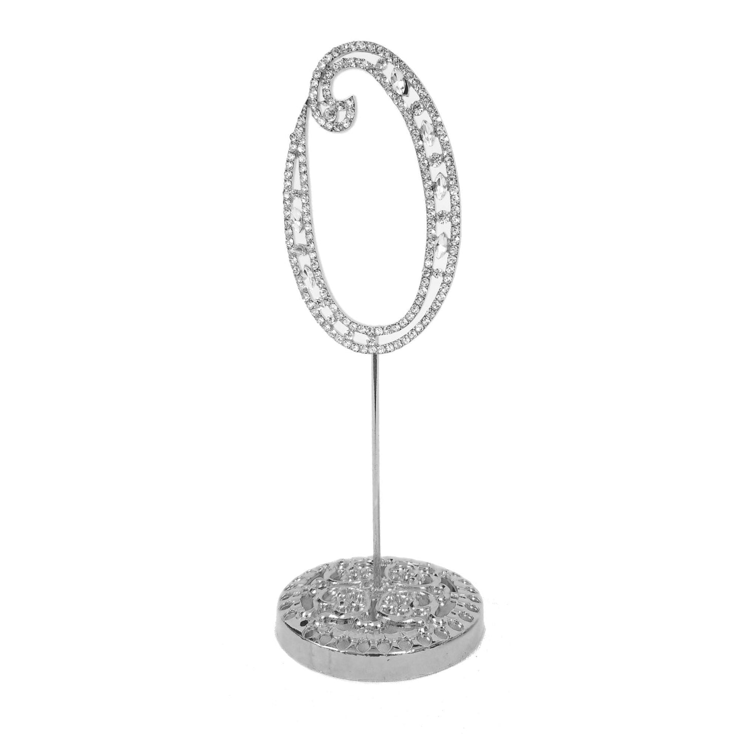 Number 0 Silver Rhinestone Crystal Metal Cake Topper 3-3/4-Inch