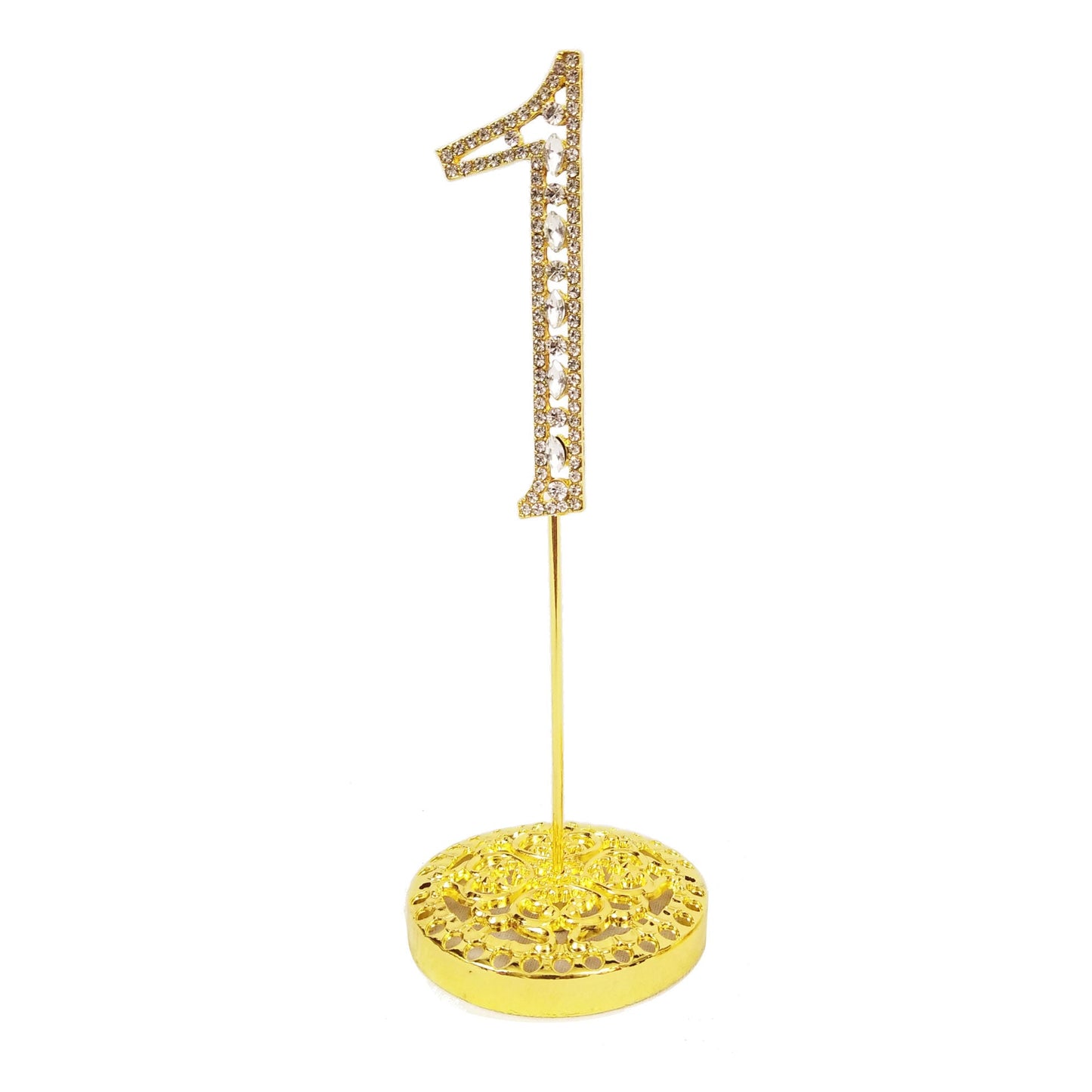 Number 1 Gold Rhinestone Crystal Metal Cake Topper 3-3/4-Inch