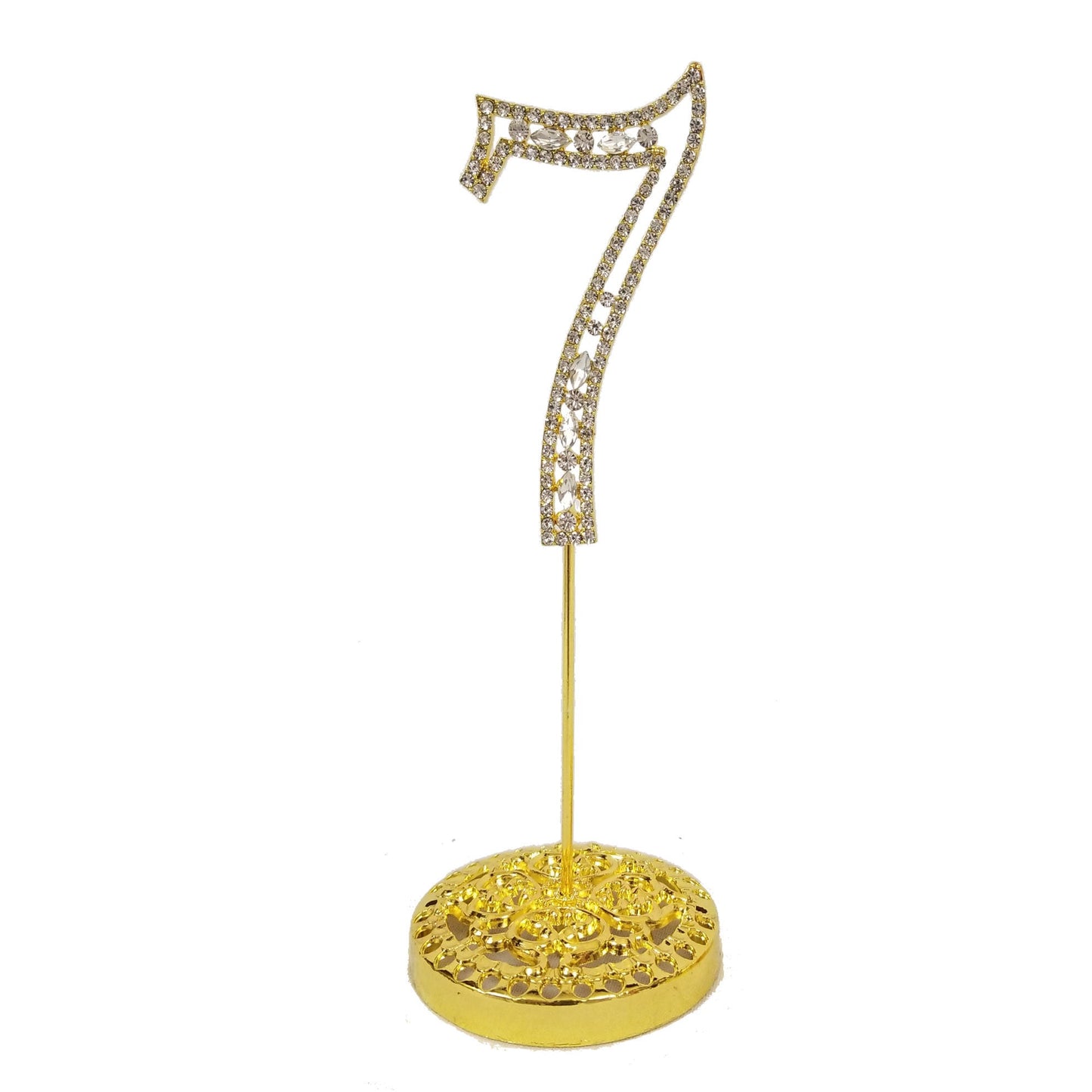 Number 7 Gold Rhinestone Crystal Metal Cake Topper 3-3/4-Inch