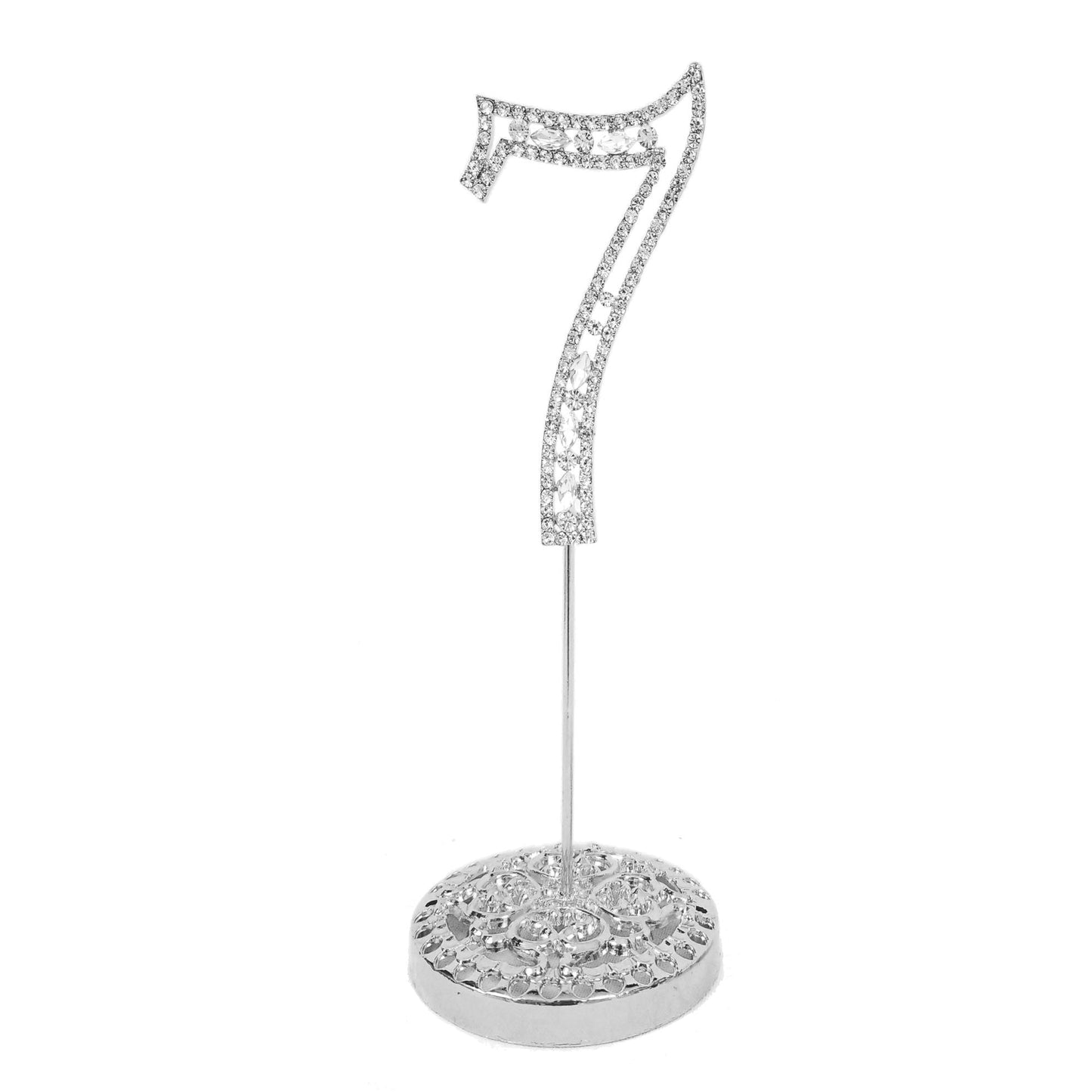 Number 7 Silver Rhinestone Crystal Metal Cake Topper 3-3/4-Inch