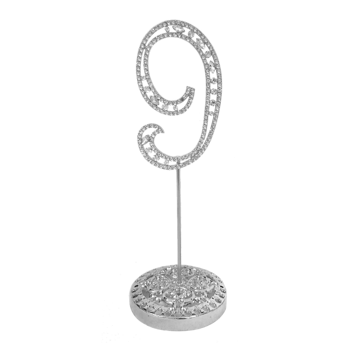Number 9 Silver Rhinestone Crystal Metal Cake Topper 3-3/4-Inch - copy