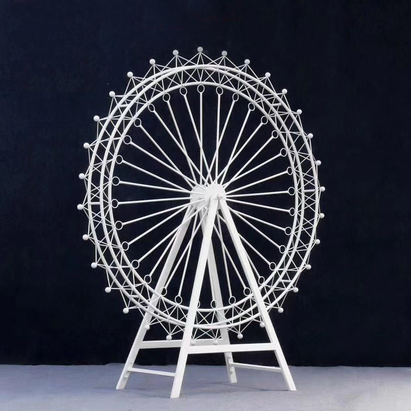 QZ242 - White Metal Ferris Wheel Backdrop Decoration
