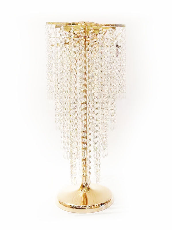 F816 - 25"Gold Crystal Chain Flower Diamond Pendant Chandelier Stand