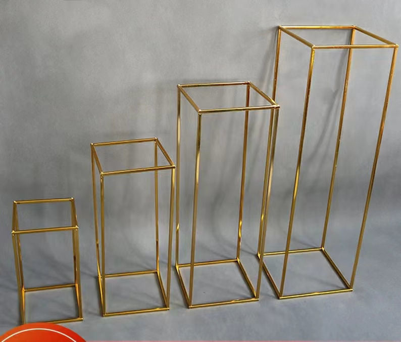 JT-201905-GD - Set of 4 Gold Wedding Wire Metal Column Pillar