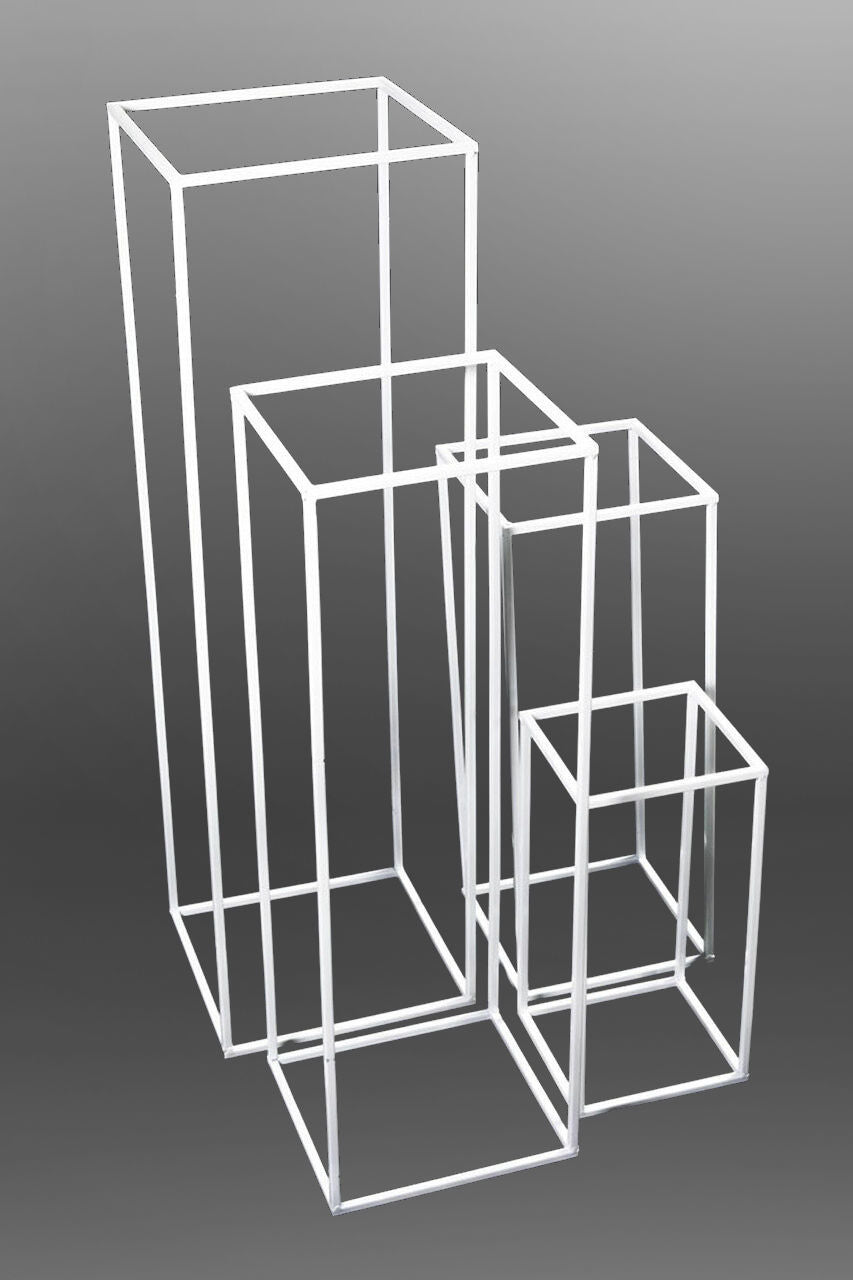 JT-201905-WT - Set Of 4 WHITE Wedding Wire Metal Column Pillar