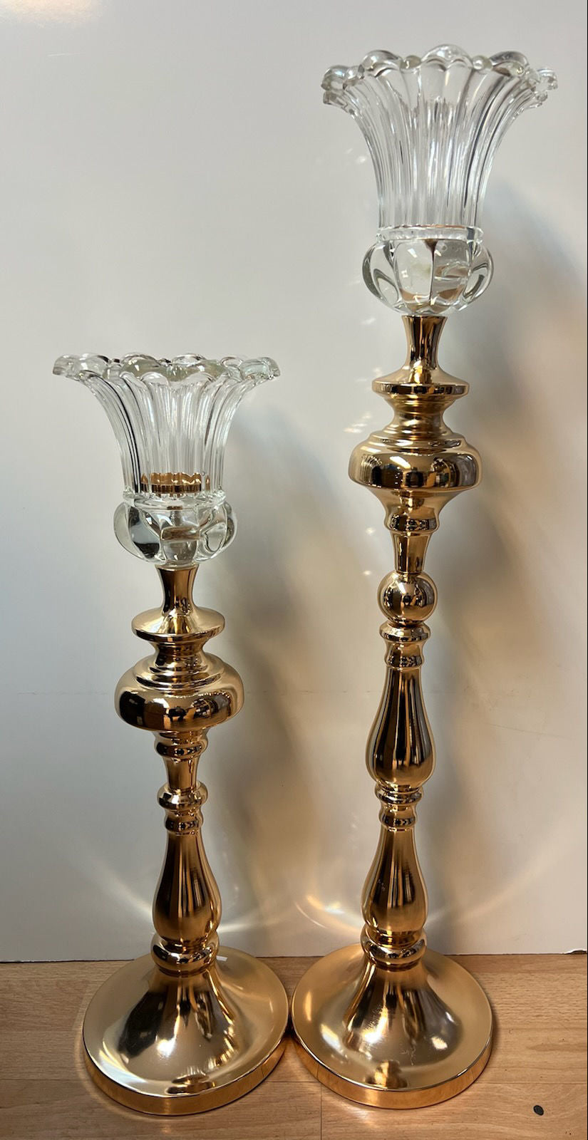 9635L 31" Metal Candle holder with Glass Top