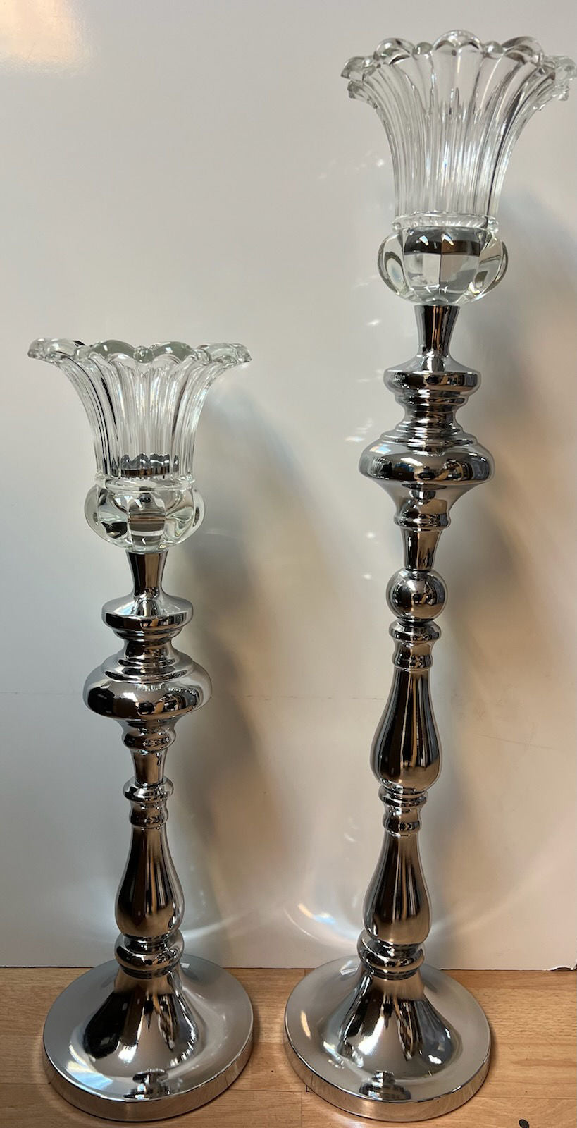 9635L 31" Metal Candle holder with Glass Top