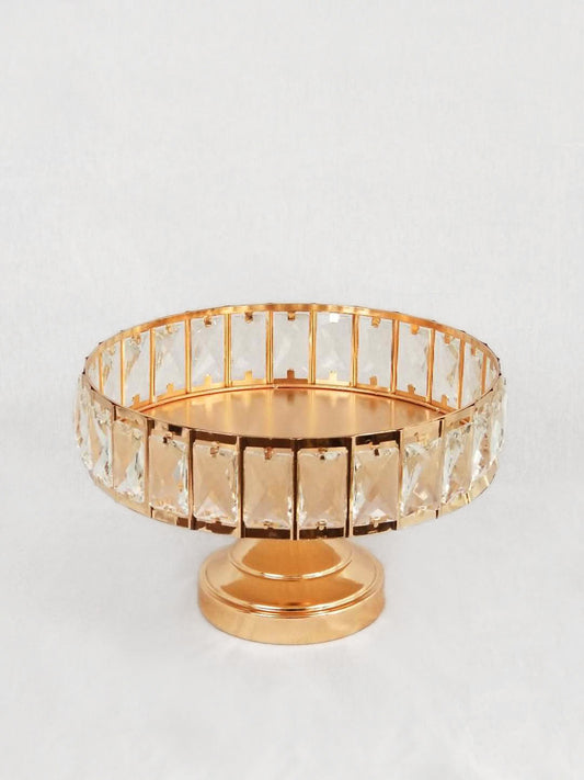 SH142656 - 12" Metal  Crystal Gold Cake Stand