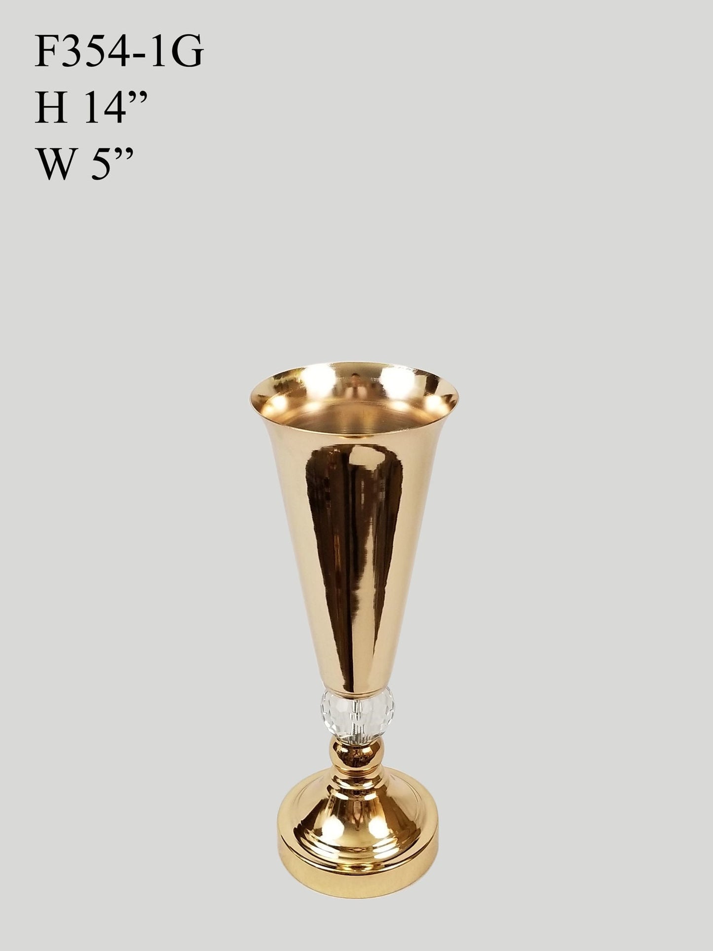 F354-1G - Metal Flower vase with Crystal  14"